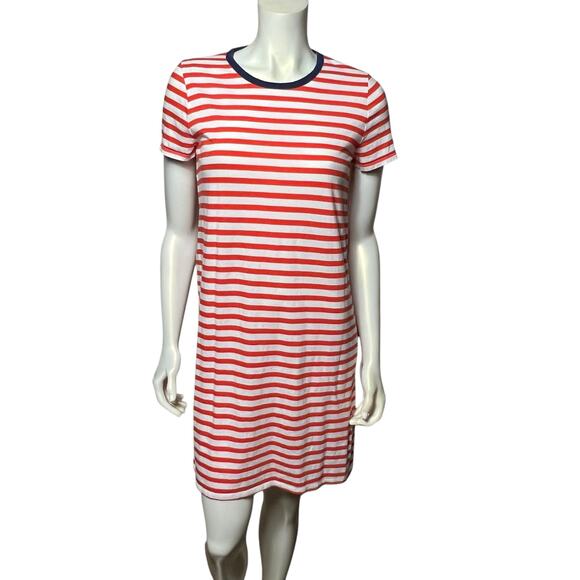 J.Crew Re-Imagined Red & White Striped T-Shirt Dress Size S Eco-Friendly Cotton - Picture 1 of 8